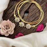 Vriksham Classic South Indian Sun Floral Moggapu Gold Chain-White-G19563